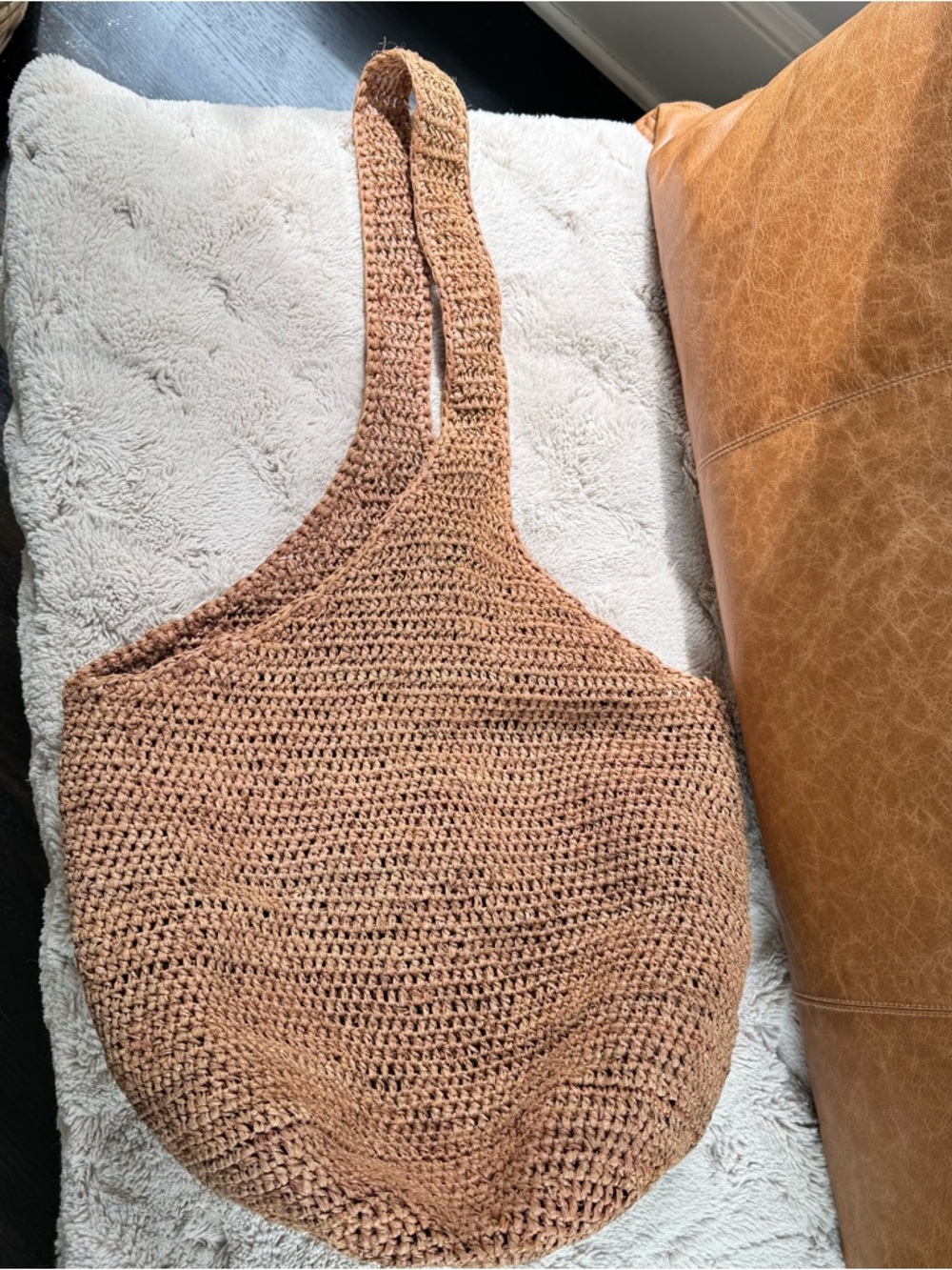 Helen Kaminski Handwoven Raffia Shoulder Tote Bag in Tan